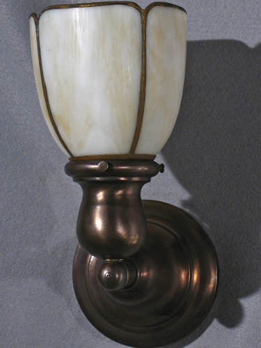 Pair of Arts & Crafts Slag Glass Sconces